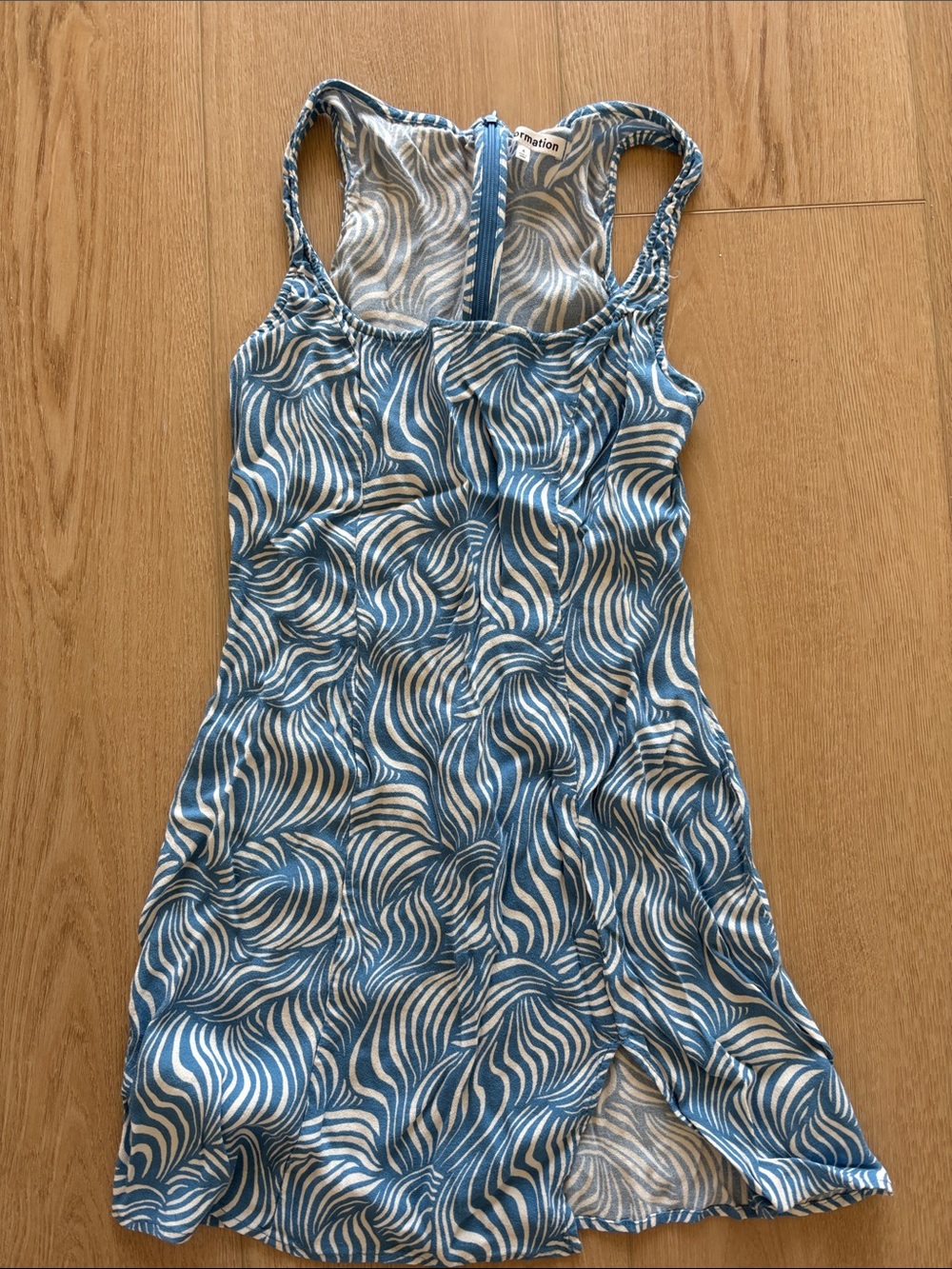Reformation Blue and White Wave-Print Racerback Camisole